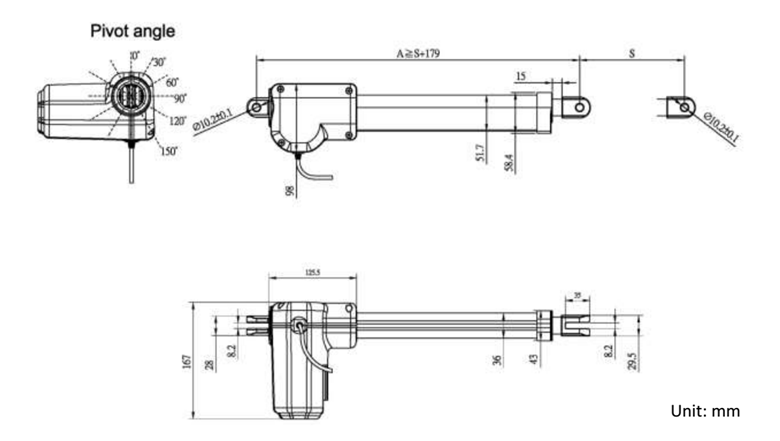智能沙发电动推杆HW16结构图